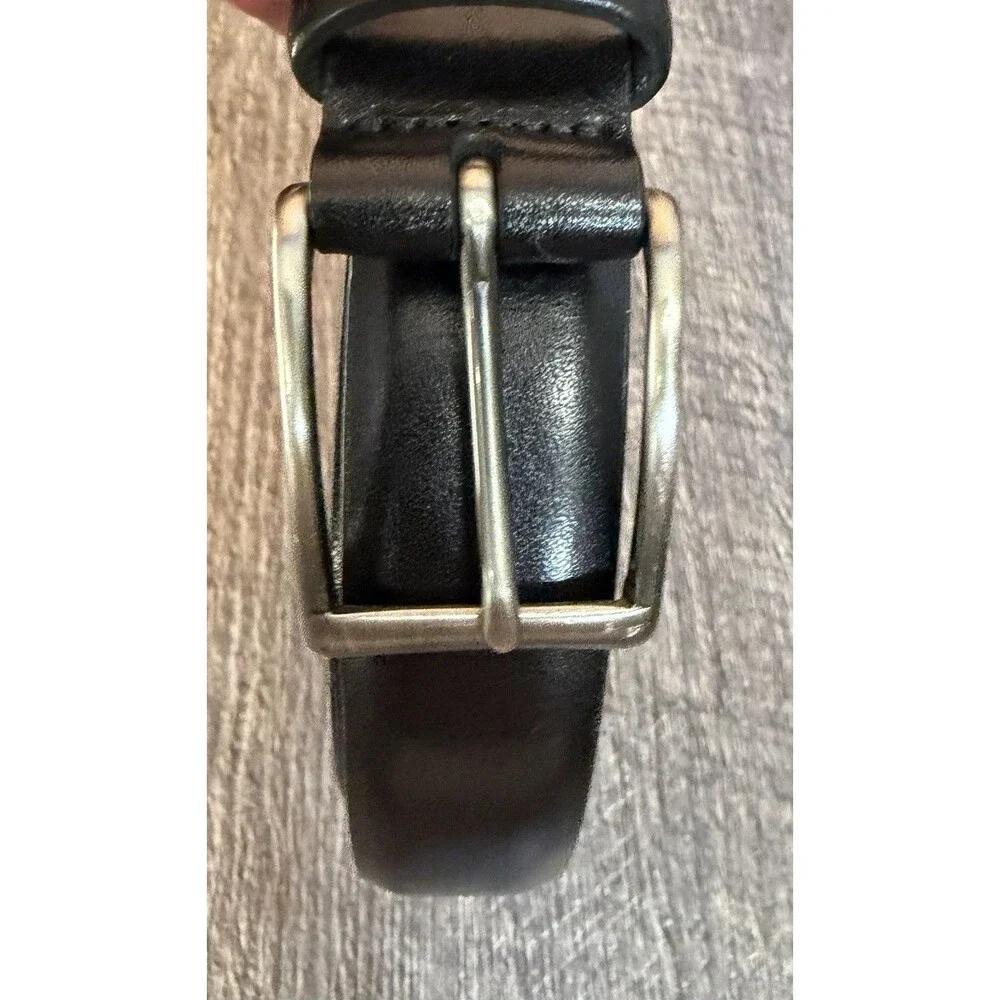 Coach Black Calfskin Leather Belt Women’s 38 Large Solid Brass Silver Buckle